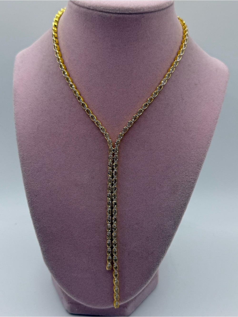 Gold-Tone Crystal Lariat Necklace